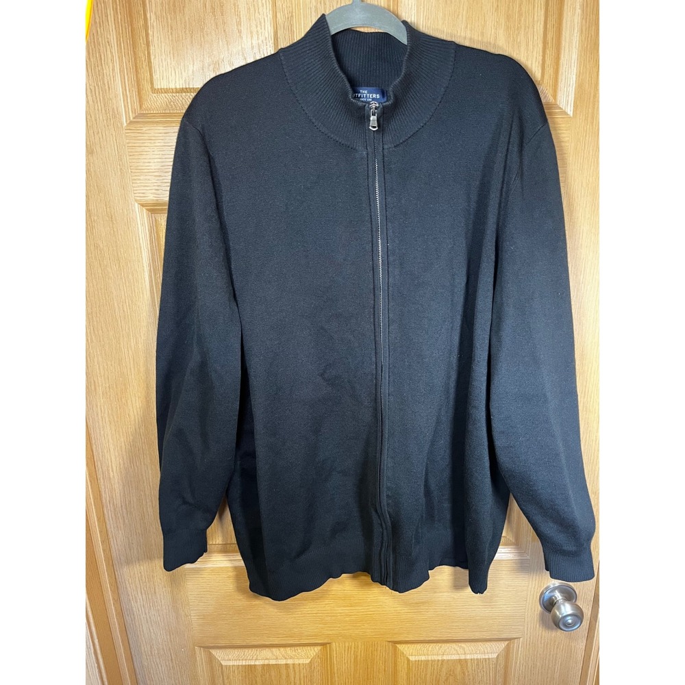 Lands End American Prep Mens XXL Black Full Zip Coastal Cardigan Sweater